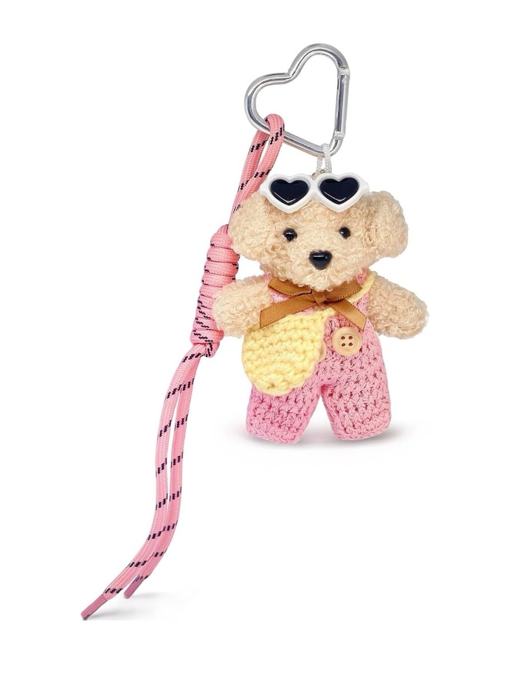 $28.00- Plush Teddy Bear Bag Charm Keychain Pink Yellow